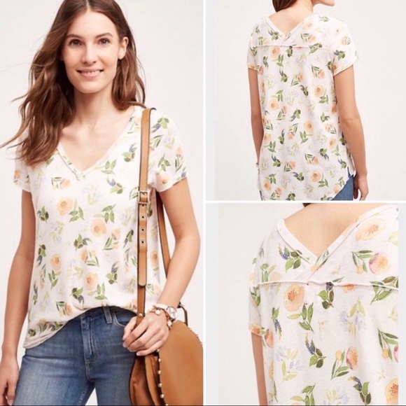 Anthropologie Tops - Anthropologie t.la Peach Blossom Floral Tee Medium